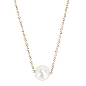 GOLD STONE FAUX PERARL BALL DELICATES PENDANT NECKLACE